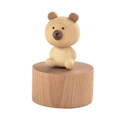 China Wooden Figurines Music Box Wooden Bear Shaped Wooden Box Birthday Gift Christmas Valentine's Day Gift for sale