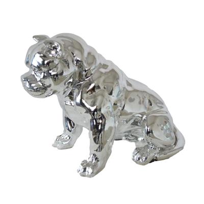 China Europe Yiwu factory direct sales Europe and the United States home hotel office siver resin dog sculpture for sale