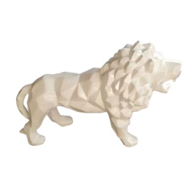 China Europe Yiwu Porcelain Resin Wholesale Crafts Hotel White Animal Home Office Ornament Large Black Sculpture Lion Statue for sale