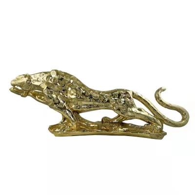 China Europe size guade hotel home resin craft decoration hot sale big gold leopard animal sculpture for sale