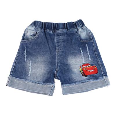 China Color Fade Proof Boys jeans shorts wash water 2022 summer new children kids pants cotton car fashion cartoon anime wholesale custom made for sale