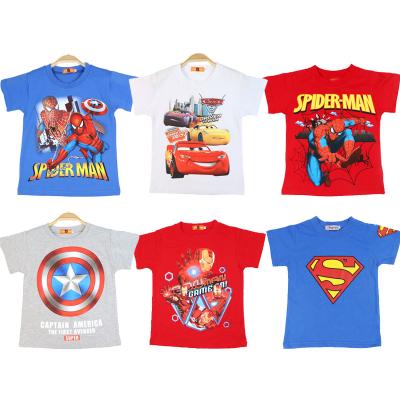 China Breathable Boys Stitches Cotton Short Sleeve Children's Clothing Summer Top Fashion Handsome Spiderman Boys T-shirt Handsome Top for sale