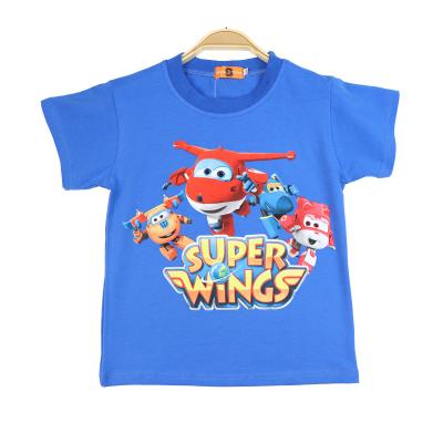 China Boys Anti-Shrinkage Stitches Top Fashionable Super Handsome Flying Man T-shirt New Short Sleeve Cotton Kids Summer Baby Clothes Half Sleeve Kids for sale