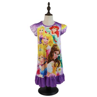 China Recreational Style Girl's Dress Polyester Short Sleeve Dresses Girl Home Dress Children's Skirts Years Children's Wear Pajamas 3 to 8 for sale