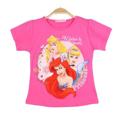 China 2022 Summer New Girls Summer Anti-Shrink Ariel Children Short Sleeve Baby Kids Cotton Tops Anime Clothing Fashion Print Wholesale for sale