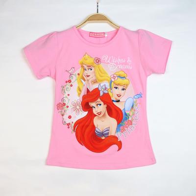 China 2022 Summer Short Sleeve Girls T-shirt Cartoon Fashion Ariel Children Top Tee New Breathable Baby Half Sleeve Clothing Wear Cotton Children for sale