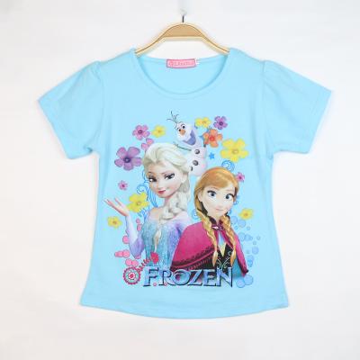 China 2022 Summer New Girls' Elsa Anna Baby Kids Short Sleeve Anime Cotton Tops Anti-Shrink T-shirt Children Clothes Fashion for sale