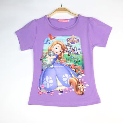 China 2022 Summer New Girls' Short Sleeve Baby Kids Cotton Anti-Shrink T-shirt Children's Short Sleeve Tops Anime Clothes Fashion Printing Sofia Wholesale for sale