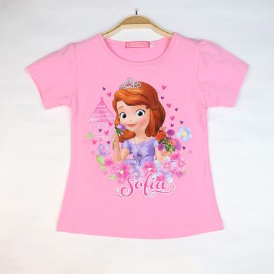 China 2022 Hot Sale Breathable Soft Comfortable Single Stripe Printed Kids Clothing Short Sleeve Girls T-shirt for sale