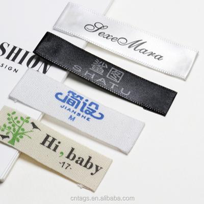 China Viable High Quality Luxury Logo Garment Woven Clothing China Custom Hangtag Size Tabs Labels For Clothes for sale