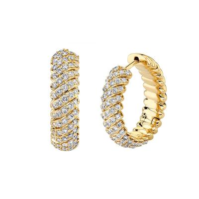 China LOZRUNVE 925 Sterling Silver Trendy Full Pave Large Diamond CZ Circle Twisted Earring Set Gold for sale