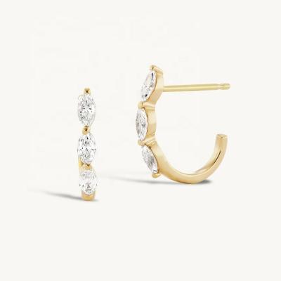 China Wholesale LOZRUNVE FASHION Gold Plated J Hook Stud Huggie Earring 925 Sterling Silver 14k 18k Marquise Letter for sale