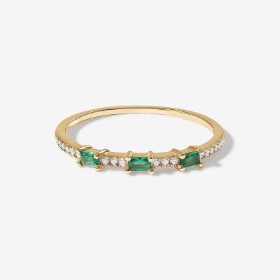 China Fashion LOZRUNVE 18k Gold High Quality 14k Gold Ladies Stacked Emerald Half Eternity Ring Silver 925 Sterling for sale