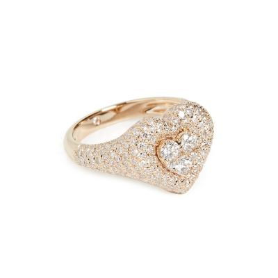 China TRENDY Fashion Jewelry 925 Sterling Silver 18k Carat Full Pave CZ Heart Pinky Ring For Valentine Cocktail Party for sale