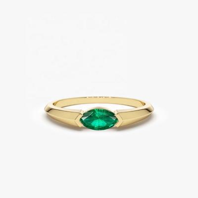 China Solitaire Marquise Emerald Ring 925 Sterling Silver Fashion Wedding Ring LOZRUNVE for sale