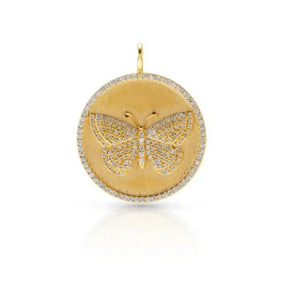 China New Design Hiphop Jewelry 18K 14K Gold Plated 925 Sterling Silver Diamond CZ Butterfly Locket Charm for sale