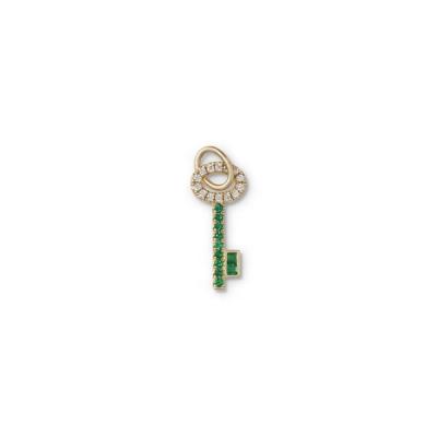 China Hiphop Jewelry 925 CZ Emerald Key Charm 18k Gold Plating China Silver Luxury Fashion 925 Or S925 Zircon Custom Logo AAAAA for sale