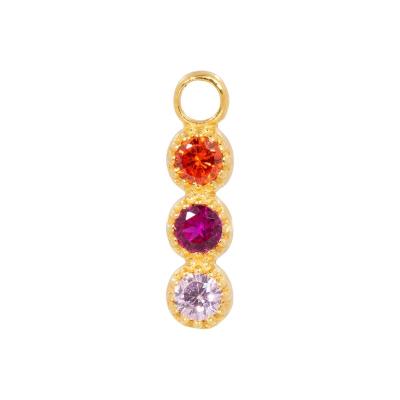 China TRENDY Rainbow Colored CZ Triple DIY Earring Pendant Charm 925 Gold / Rose Gold Plated / Custom 925 or S925 Sterling Silver Rhodium / K for sale