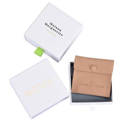 China Custom Printing Reused Materials Logo Cardboard Gift Sliding Box Package Slide Drawer White Paper Box With Foam Insert For Jewelry Packaging for sale