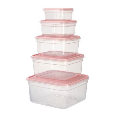 China Sustainable Hot Selling Kitchen Food Container Set 5 In 1 Storage Box Plastic Food Storage Container for sale