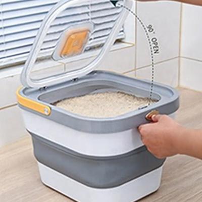 China Folding Home Kitchen 13 L PP Plastic Rice Grain Pet Food Storage Container Insect Proof Rice Sealed Box for sale