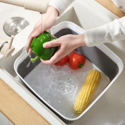 China Folding Folding Draining Plastic Basin With Drain Rack Basket Kitchen For Bowls Fruits And Vegetables for sale