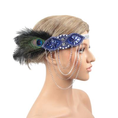 China 1920s Crystal Hair Accessories Feather Head Eco-Friendly Ties On Costume Party Factory Sale for sale