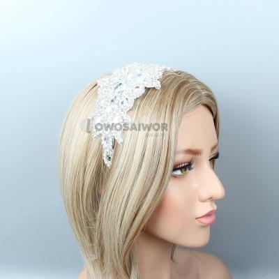 China Ribbon Tied Bow On The Back Western Wedding Jewelry Headpiece For Bride Wedding Hair Accessories Floral Handmade Crown Crystal Hair Ornaments for sale