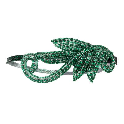 China Eco-Friendly 1920s Gatsby Hair Accessories For Costume Party Green Crysteal Applique Head Bands For Women 2019 New Style for sale