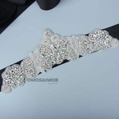 China Luxury design applique white wedding dress sash highly customize style bridal sash for decoration for sale