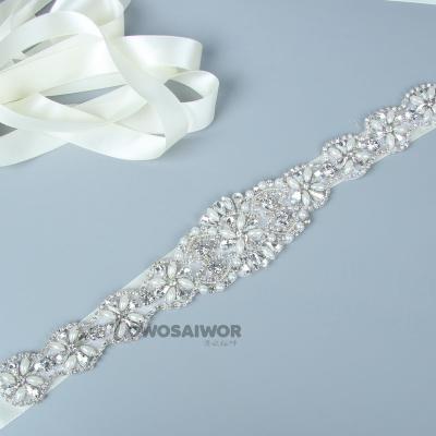 China Delicate Luxury Design Wedding Dress Sash Spirit Pearl Crystal Beads Half Belong To The Bridal Sash With Rhinestone Around for sale