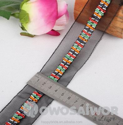 China Colorful Sustainable Vintage Tube Clothing Decoration Bead Handmade Lace Trim For Jewelry And Wedding Garter LO10018 for sale