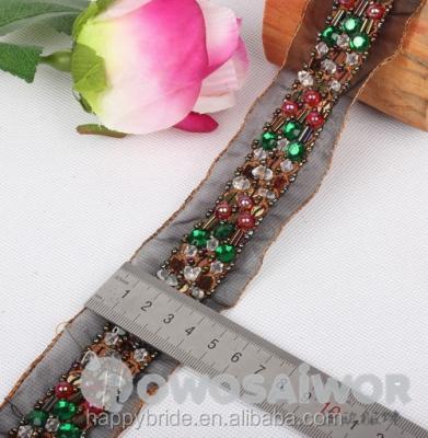 China Viable Color Acrylic Stone Lace Beaded Trim Handmade For Jewelry And Fabric LO10017 for sale