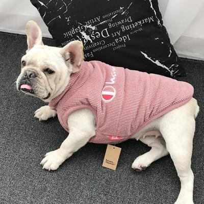 China Hot Selling Luxury Stocked Thicken Waterproof Pet Warm Jacket Vest Dog Winter Letters Coat Dog Vest for sale