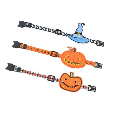 China Factory Wholesale Halloween Adjustable Safe Magic Pumpkin Buckle Buckle Horror Dog Cat Pet Collar for sale