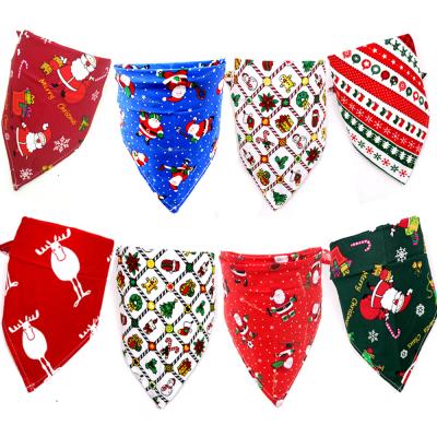 China Wholesale Stocked Customized 100% Cotton Christmas Pet Bibs Santa Claus Bandana Dog Triangle Bandanas for sale