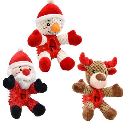 China Wholesale Custom Stuffed Dog Christmas Toy Durable Interactive Pet Dog Stocked Squeaky Toy for sale