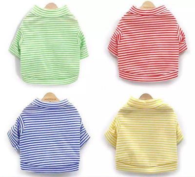 China Stocked New Summer Cotton Puppy Short Sleeve Striped Dog Cat T-Shirt Vest for sale