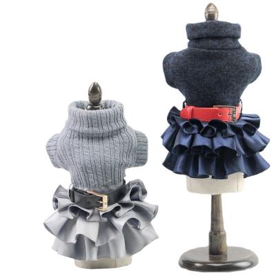 China New Custom Made Stylish Autumn Winter Dog Cat Clothes Pet Stocked Warm Dress for sale