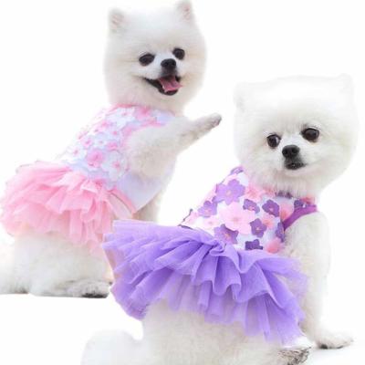 China Amazon Stocked Wholesale Hot Sale Dog Clothes Cute Sleeveless Lace Tutu Summer Dog Shirt Dog Dresses for sale