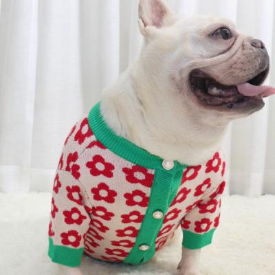 China Wholesale Autumn And Winter Stocked French Bulldog Dog Sweater Finial Cardigan Dog Clothes Warm for sale