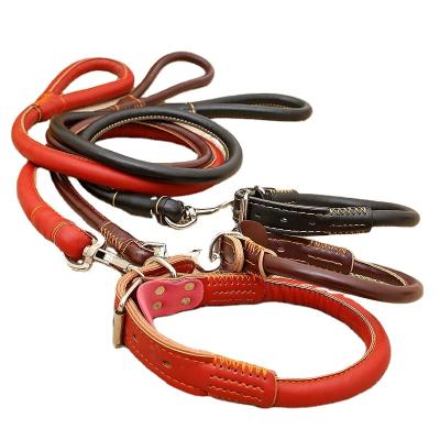 China Outdoor Pet Advances PU Dog Collar and Leash Custom Walking Luxury Adjustable Set for Medium Large Dog for sale