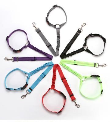 China Safety Pet Car Seat Belt Dog Collar and Leash Customized High Quality Adjustable Reflective Elastic for sale