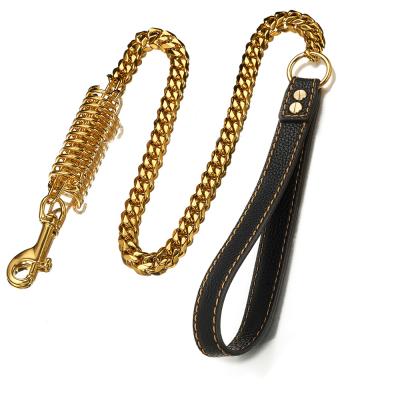 China Pre-Customized Cuban Leash Luxury Bully Chain Collar Dog Gold Pet Collar and Leash for sale