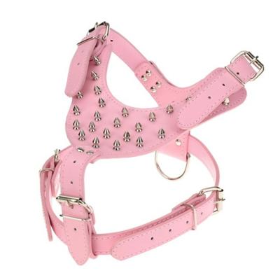 China Custom Hot Cool Design Studded PU Leather Studded Dog Pet Harness for sale