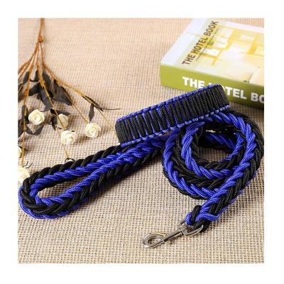 China Custom Wholesale Eight Strand Large Pet Nylon Braided Leash And Collar Metal P Buckle Chain Dog Leash for sale