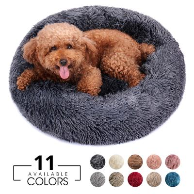 China Travel Soft Washable Cushion Faux Fur Luxury Round Pet Dog Beds And Accessories For Pets for sale