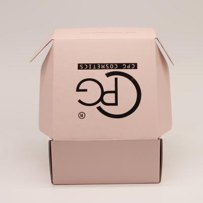 China Recycled Materials OEM Unique Printing Logo Pink Holographic Literature Mailerbox Gold Die Cut Mailing Mailer Box Corrugated Mailer Boxes for sale