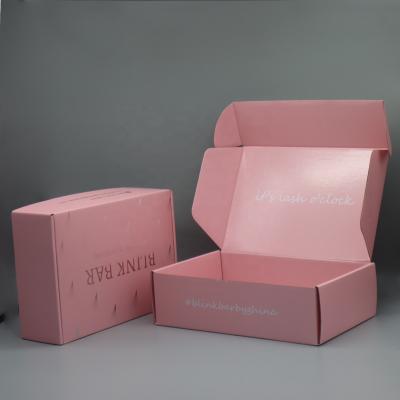 China Recycled Materials Logo Printed Custom Pink Craft Boxes Cajas Kraft Paper Box Packing Paper Corrugated Shipping Corrugated Box for sale