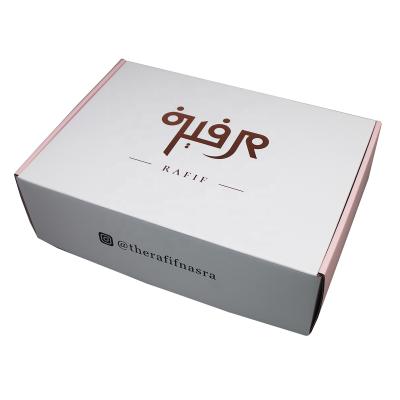 China Recycled Materials Logo Hot Gold Outside White Inside Pink Corrugated Paper Box Color Print Luxury Custom Store Folding Shipping Packaging Boxes for sale